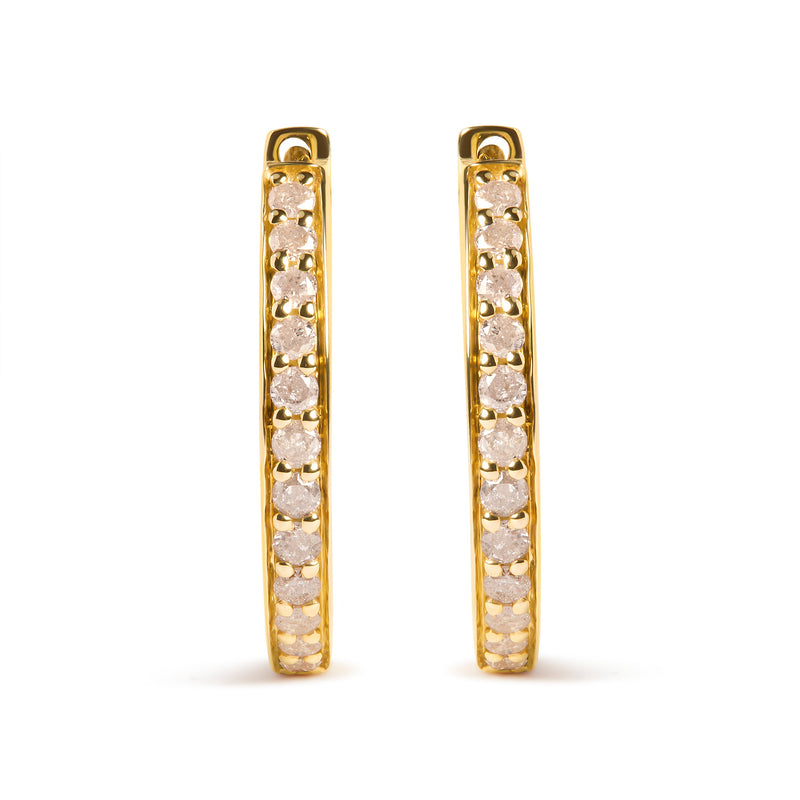 Bids.com 10K Yellow Gold 1/2 Cttw Round-Cut Diamond Hoop Earrings (I-J Color, I2-I3 Clarity) Earrings White Smoke Yellow.Gold / 0.5