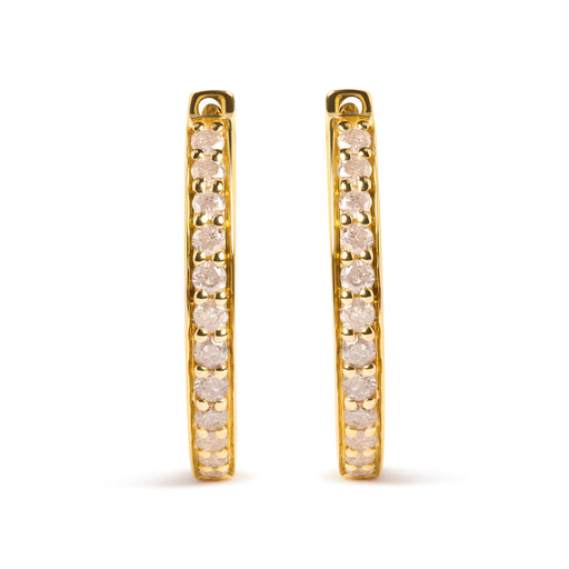 Bids.com 10K Yellow Gold 1/2 Cttw Round-Cut Diamond Hoop Earrings (I-J Color, I2-I3 Clarity) Earrings White Smoke Yellow.Gold / 0.5
