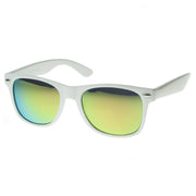 zeroUV Retro Horned Rime Sunglasses With Flash Mirror Lenses 8075 Sunglasses White Smoke White Sun Revo