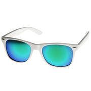 zeroUV Retro Horned Rime Sunglasses With Flash Mirror Lenses 8075 Sunglasses White Smoke White Midnight Revo