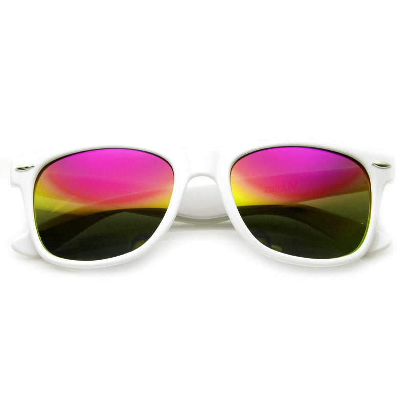 zeroUV Retro Horned Rime Sunglasses With Flash Mirror Lenses 8075 Sunglasses White Smoke White Sun Revo,White Ice Revo,White Fire Revo,White Midnight Revo,White Violet Revo,White Mirror,White Rainbow