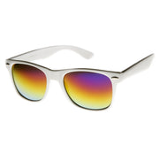 zeroUV Retro Horned Rime Sunglasses With Flash Mirror Lenses 8075 Sunglasses White Smoke White Rainbow