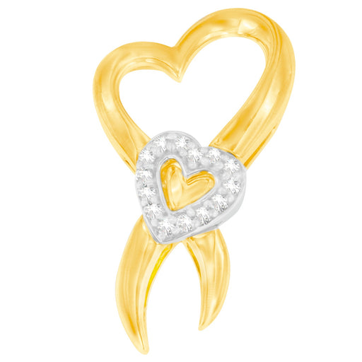 Bids.com 10K Two-Tone Gold 1/10 cttw Diamond Heart Pendant Necklace (H-I, I1-I2) Necklaces White Smoke YellowWhite.Gold / 18