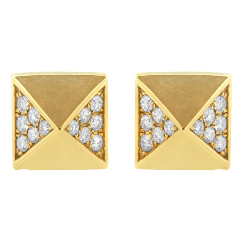 Bids.com 14K Yellow Gold 1/4 Cttw Diamond Pyramid Stud Earring (G-H Color, SI1-SI2 Clarity) Earrings White Smoke Yellow.Gold / 0.279