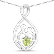Bids.com 0.15 Carat Genuine Peridot .925 Sterling Silver Pendant Pendants White Smoke size 18.00