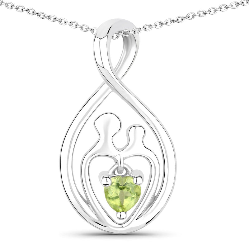 Bids.com 0.15 Carat Genuine Peridot .925 Sterling Silver Pendant Pendants White Smoke size 18.00