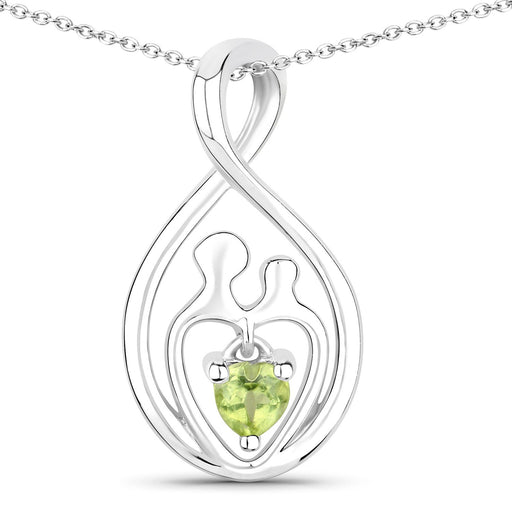 Bids.com 0.15 Carat Genuine Peridot .925 Sterling Silver Pendant Pendants White Smoke size 18.00