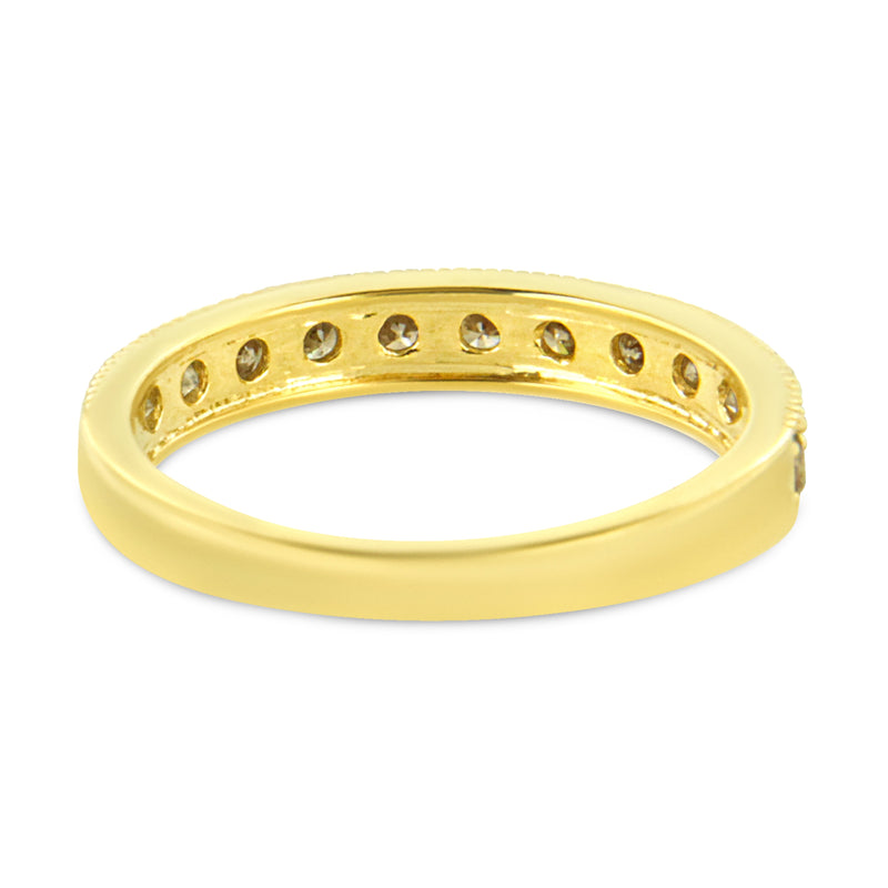 Bids.com IGI Certified 1/2 Cttw Diamond 10K Yellow Gold Prong Set Beaded Milgrain Band Style Ring (J-K Color, I2-I3 Clarity) - Size 7 Rings White Smoke 7 / Yellow.Gold,6 / Yellow.Gold,8 / Yellow.Gold,9 / Yellow.Gold