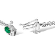 Bids.com 10K White Gold Oval Green Emerald & Diamond Alternating Link Bracelet Bracelets White Smoke White.Gold / 7
