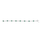 Bids.com 10K White Gold Oval Green Emerald & Diamond Alternating Link Bracelet Bracelets White Smoke White.Gold / 7
