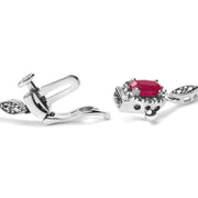 Bids.com 10K White Gold 4.5mm x 3mm Oval Ruby and Diamond Link Bracelet (H-I Color, SI1-SI2 Clarity)  - Size 7" Bracelets White Smoke White.Gold / 7