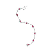 Bids.com 10K White Gold 4.5mm x 3mm Oval Ruby and Diamond Link Bracelet (H-I Color, SI1-SI2 Clarity)  - Size 7" Bracelets White Smoke White.Gold / 7