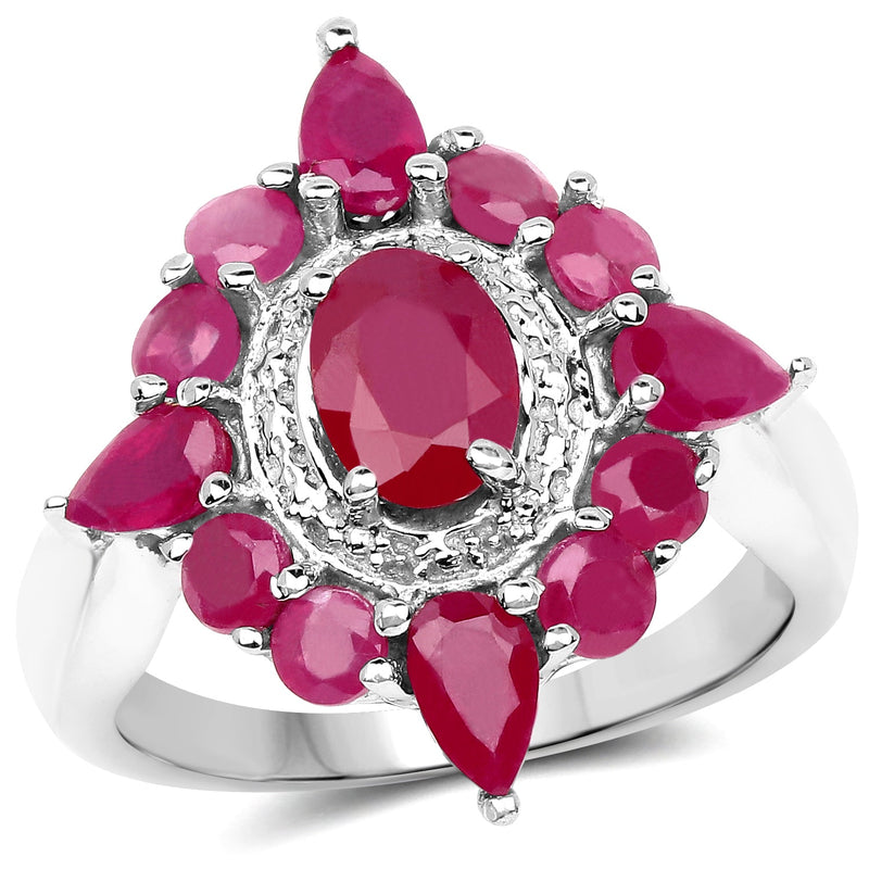 Bids.com 3.04 Carat Glass Filled Ruby .925 Sterling Silver Ring Rings White Smoke size 6.00,size 7.00,size 8.00,size 9.00,size 5.00,size 11.00
