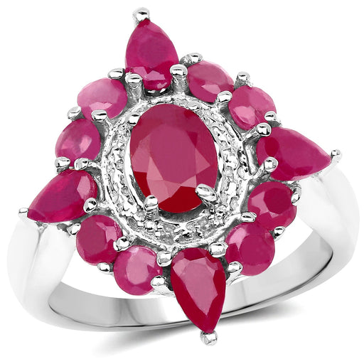 Bids.com 3.04 Carat Glass Filled Ruby .925 Sterling Silver Ring Rings White Smoke size 6.00,size 7.00,size 8.00,size 9.00,size 5.00,size 11.00