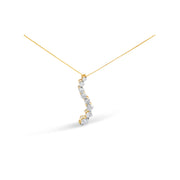 Bids.com AGS Certified 14k White Gold 3.0 Cttw Baguette and Brilliant Round-Cut Diamond Journey 18" Pendant Necklace (F-G Color, I1-I2 Clarity) Necklaces White Smoke 14k Yellow Gold / 18,White.Gold / 18