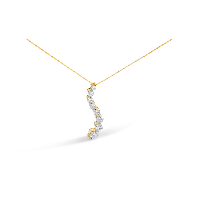 Bids.com AGS Certified 14k White Gold 3.0 Cttw Baguette and Brilliant Round-Cut Diamond Journey 18" Pendant Necklace (F-G Color, I1-I2 Clarity) Necklaces White Smoke 14k Yellow Gold / 18,White.Gold / 18
