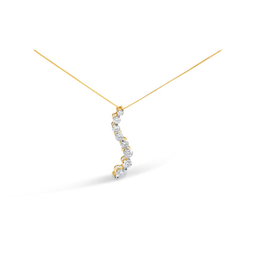Bids.com AGS Certified 14k White Gold 3.0 Cttw Baguette and Brilliant Round-Cut Diamond Journey 18" Pendant Necklace (F-G Color, I1-I2 Clarity) Necklaces White Smoke 14k Yellow Gold / 18,White.Gold / 18