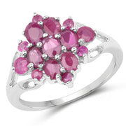 Bids.com 2.10 Carat Genuine Ruby .925 Sterling Silver Ring Rings White Smoke size 6.00,size 9.00,size 10.00,size 7.00,size 8.00