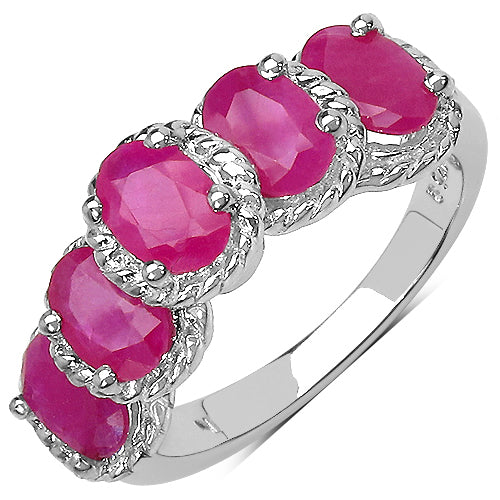 Bids.com 3.20 Carat Genuine Ruby Sterling Silver Ring Rings White Smoke size 5.00,size 9.00,size 10.00,size 6.00,size 7.00,size 8.00
