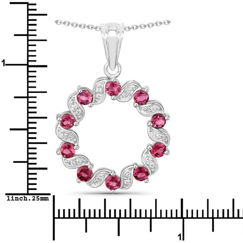 Bids.com 1.30 Carat Genuine Pink Tourmaline and White Topaz .925 Sterling Silver Pendant Pendants White Smoke