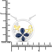 Bids.com 1.41 Carat Genuine Blue Sapphire and White Topaz .925 Sterling Silver Pendant Pendants White Smoke size 18.00