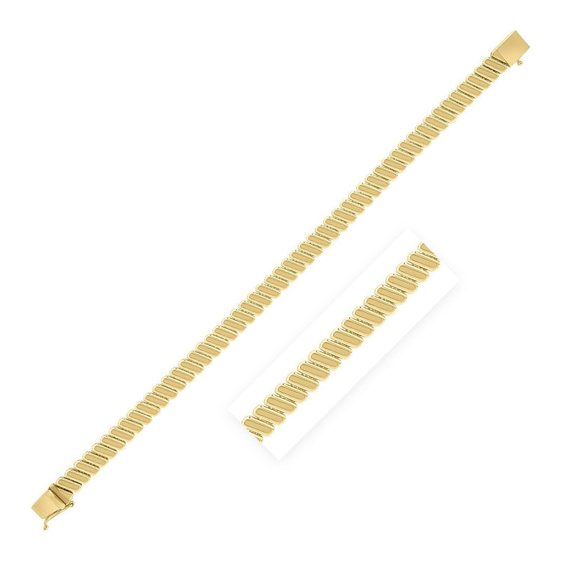 Bids.com 14k Yellow Gold Rib Link Bracelet (7.00 mm) Bracelets White Smoke 7 / Yellow Gold