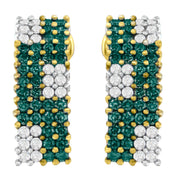 Bids.com 14K Yellow Gold 2 cttw White and Treated Blue Diamond Earrings (H-I, SI1-SI2) Earrings White Smoke Yellow.Gold / 2