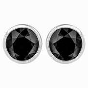 Bids.com 14K White Gold 1/2 Cttw Round Brilliant-Cut Black Diamond Bezel-Set Stud Earrings with Screw Backs (Fancy Color-Enhanced, I2-I3 Clarity) Earrings Black White.Gold / 4,White.Gold / 3,White.Gold / 2,White.Gold / 1,White.Gold / 0.5