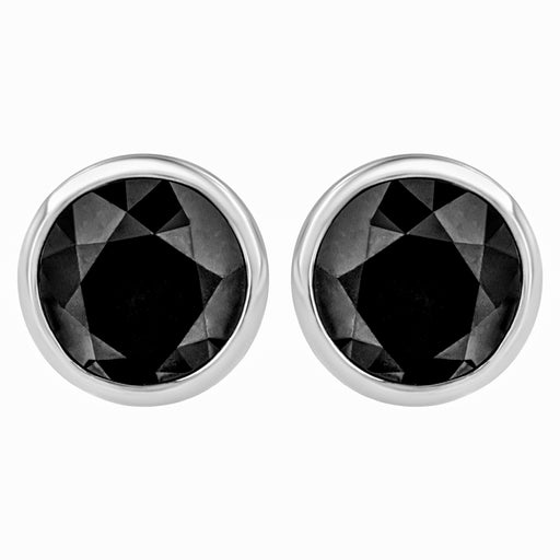 Bids.com 14K White Gold 1/2 Cttw Round Brilliant-Cut Black Diamond Bezel-Set Stud Earrings with Screw Backs (Fancy Color-Enhanced, I2-I3 Clarity) Earrings Black White.Gold / 4,White.Gold / 3,White.Gold / 2,White.Gold / 1,White.Gold / 0.5