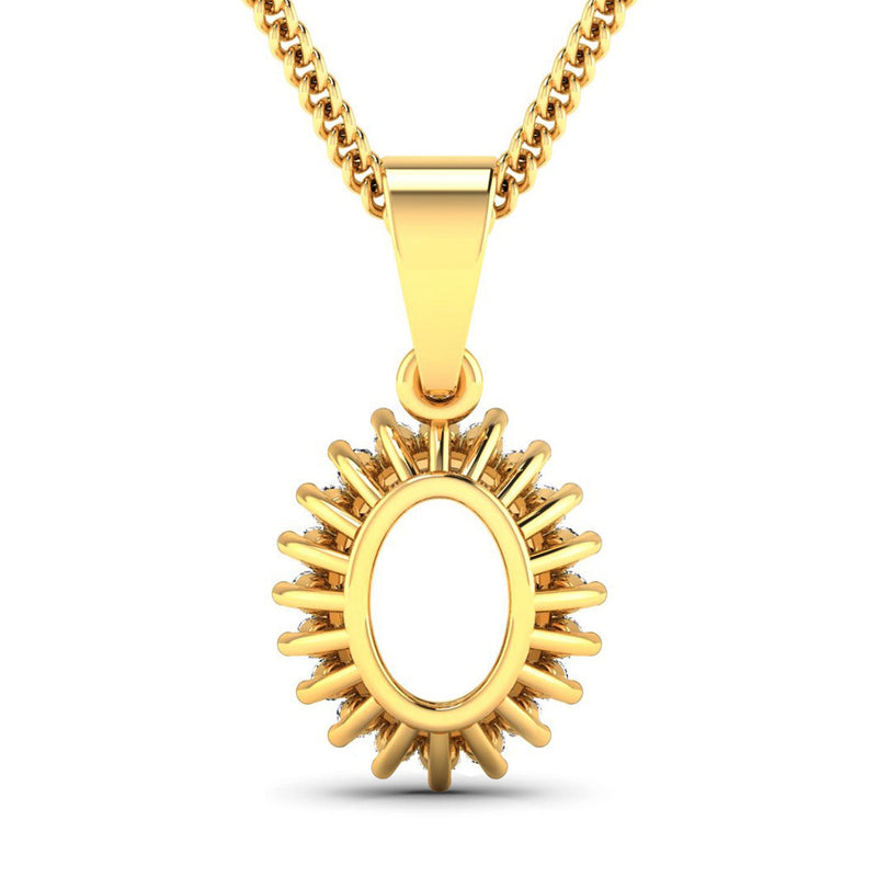 Bids.com 0.13 Carat Genuine White Diamond 14K Yellow Gold Semi Mount Pendant - holds 8x6mm Oval Gemstone Pendants White Smoke