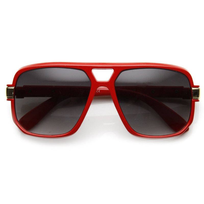 zeroUV Retro 1980's Fashion Disco Square Aviator Sunglasses 9260 Sunglasses Black Red,Tortoise,White,Black Gold,Black Silver,Clear Gold,Clear Silver