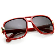 zeroUV Retro 1980's Fashion Disco Square Aviator Sunglasses 9260 Sunglasses White Smoke Red,Tortoise,White,Black Gold,Black Silver,Clear Gold,Clear Silver