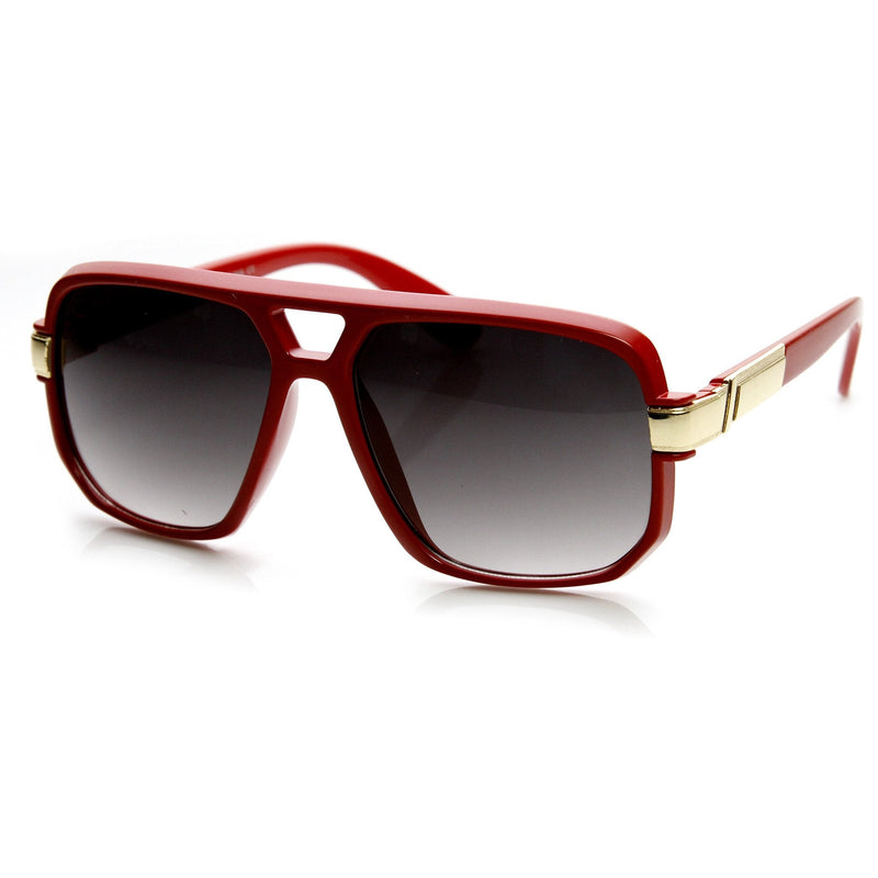 zeroUV Retro 1980's Fashion Disco Square Aviator Sunglasses 9260 Sunglasses White Smoke Red