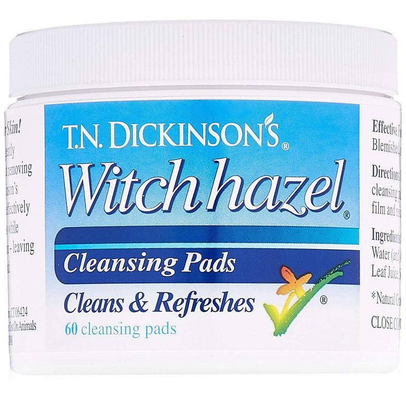Dickinson's T.N. Dickinson's Brands, Witch Hazel Cleansing Pads, 60 Pads Facial Cleansers White Smoke
