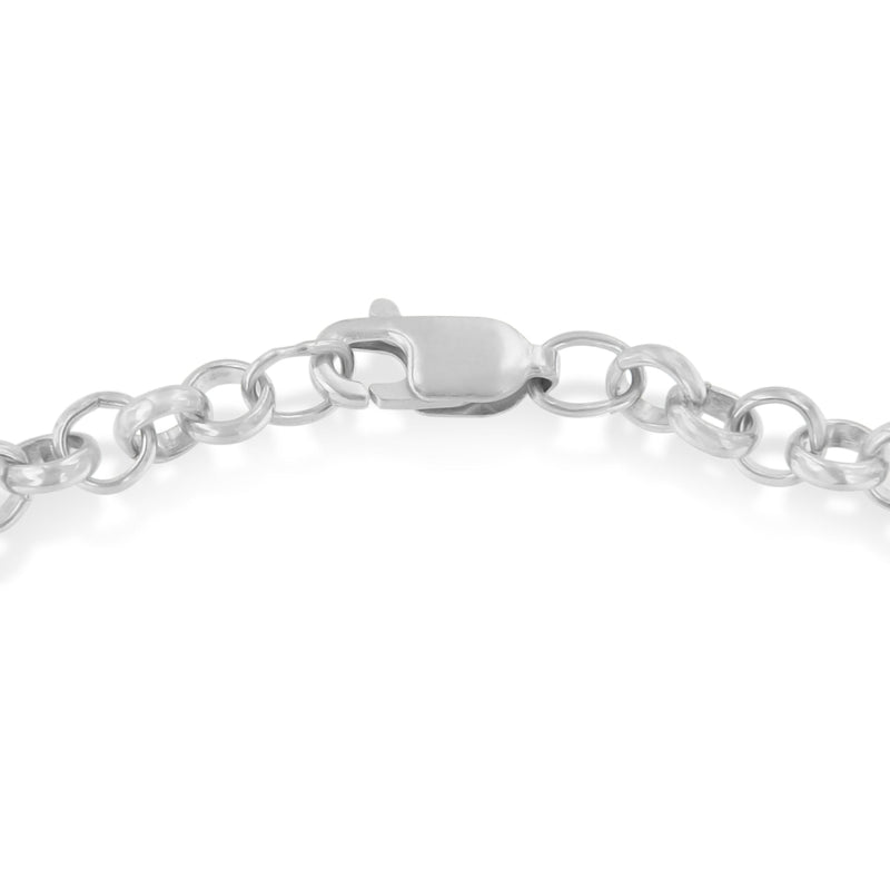 Bids.com 10K Yellow Gold 1/10 Cttw Diamond Awareness Ribbon & Heart Charm on 7" .925 Sterling Silver Rolo Bracelet (H-I Color, I1-I2 Clarity) Bracelets White Smoke YellowWhite.Gold / 7