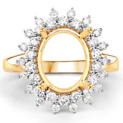 Bids.com 0.79 Carat Genuine White Diamond 14K Yellow Gold Semi Mount Ring - holds 11x9mm Oval Gemstone Rings White Smoke size 7.00,size 6.00,size 8.00