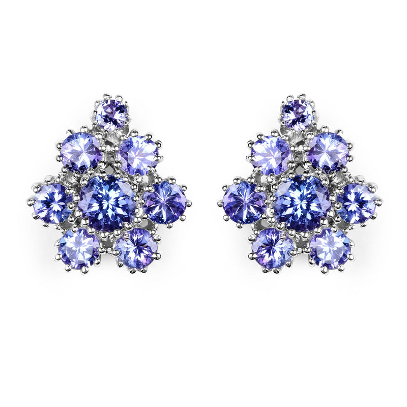 Bids.com 4.26 Carat Genuine Tanzanite .925 Sterling Silver Earrings Earrings White Smoke