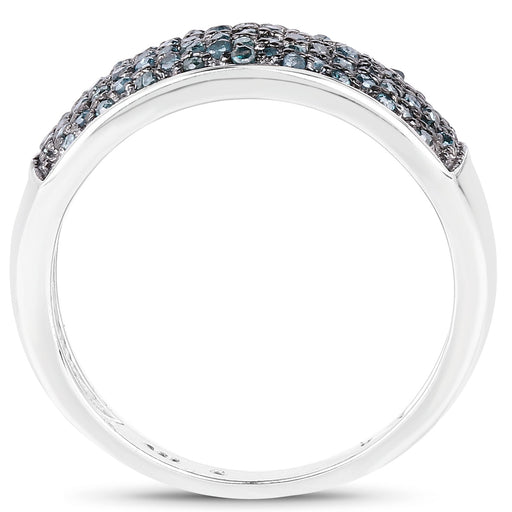 Bids.com 0.42 Carat Genuine Blue Diamond .925 Sterling Silver Ring Rings White Smoke size 6.00,size 7.00,size 8.00,size 9.00,size 5.00