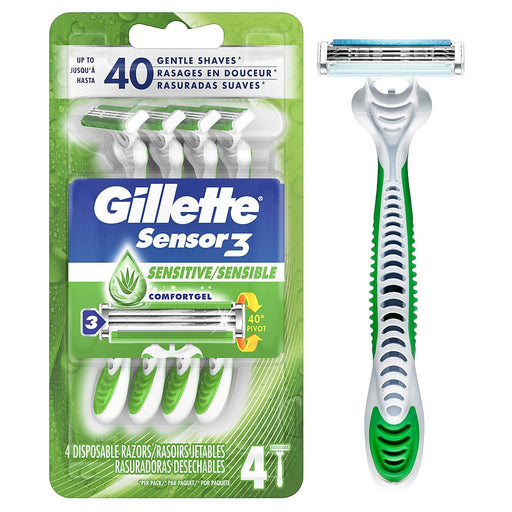 Gillette Gillette Sensor 3 Sensitive Disposable Razors With Mach 3 Razor Razor Blades White Smoke