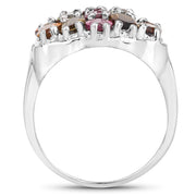 Bids.com 5.89 Carat Genuine Multi Tourmaline .925 Sterling Silver Ring Rings White Smoke size 9.00,size 5.00,size 6.00,size 7.00,size 8.00