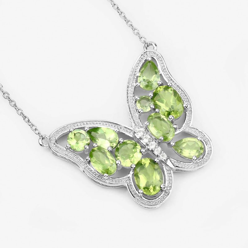 Bids.com 4.65 Carat Genuine Peridot .925 Sterling Silver Necklace Necklaces White Smoke
