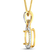 Bids.com 0.25 Carat Genuine White Diamond 14K Yellow Gold Semi Mount Pendant - holds 9x7mm Cushion Gemstone Pendants White Smoke