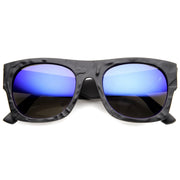 zeroUV Unique Textured Square Flat Top Sunglasses 9866 Sunglasses White Smoke Matte Black Ice,Shiny Brown Fire,Matte Black Gold,Shiny Black Fire,Shiny Black Midnight