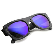 zeroUV Unique Textured Square Flat Top Sunglasses 9866 Sunglasses White Smoke Matte Black Ice,Shiny Brown Fire,Matte Black Gold,Shiny Black Fire,Shiny Black Midnight
