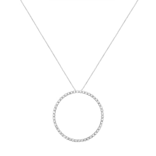 Bids.com .925 Sterling Silver 4 cttw Prong Set, Round-Cut Diamond Open Circle Hoop 18" Pendant Necklace (J-K Color, I1-I2 Clarity) Necklaces White Smoke White.Sterling Silver / 18