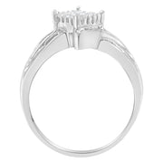 Bids.com 10K White Gold 1/3 Cttw Princess and Baguette Cut Diamond Bypass Style Cocktail Ring (I-J Color, I1-I2 Clarity) - Size 4 Rings White Smoke 7 / White.Gold,9 / White.Gold,8 / White.Gold,6 / White.Gold,5 / White.Gold,4 / White.Gold