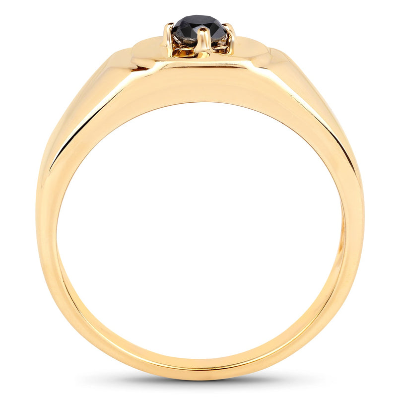 Bids.com 14K Yellow Gold Plated 0.20 Carat Genuine Black Diamond .925 Sterling Silver Ring Rings White Smoke size 7.00,size 8.00,size 9.50,size 6.00,size 9.00