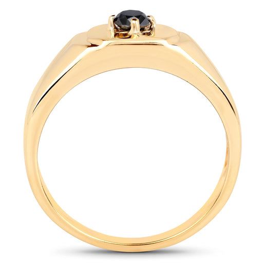 Bids.com 14K Yellow Gold Plated 0.20 Carat Genuine Black Diamond .925 Sterling Silver Ring Rings White Smoke size 7.00,size 8.00,size 9.50,size 6.00,size 9.00