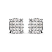 Bids.com 10K White Gold 3/4 Cttw Princess Diamond Composite Cushion Shape Stud Earrings (I-J Color, I1-I2 Clarity) Earrings White Smoke White.Gold / 0.75