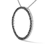 Bids.com .925 Sterling Silver 4.0 Cttw Black Diamond Open Hoop Circle 18" Pendant Necklace (Black Color, I2-I3 Clarity) Necklaces White Smoke White.Sterling Silver / 18 / 4,White.Sterling Silver / 18 / 5,White.Sterling Silver / 18 / 1,White.Sterling Silver / 18 / 2